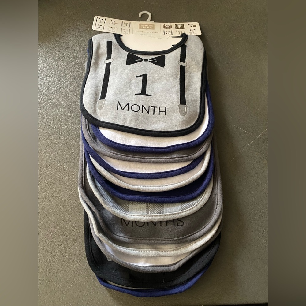 Milestone bibs for baby boy